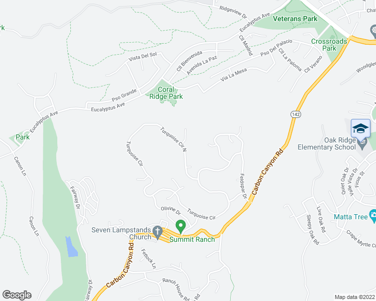 map of restaurants, bars, coffee shops, grocery stores, and more near 15429 Turquoise Circle North in Chino Hills