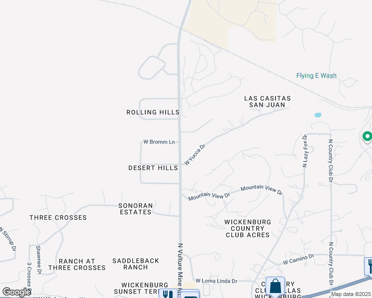 map of restaurants, bars, coffee shops, grocery stores, and more near 1990 West Yucca Drive in Wickenburg