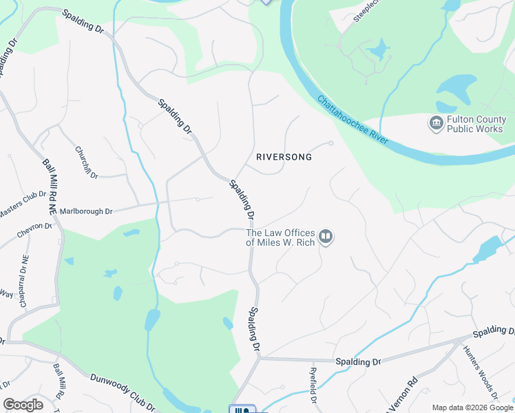 map of restaurants, bars, coffee shops, grocery stores, and more near 2930 Spalding Drive in Atlanta