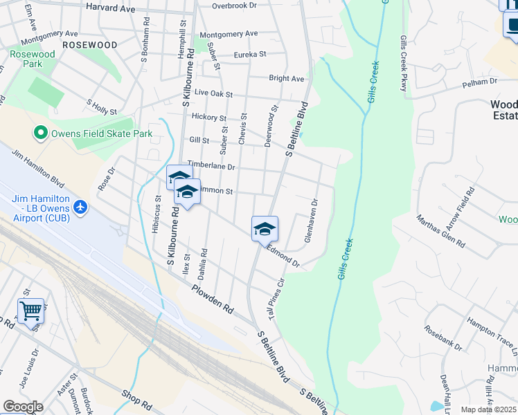 map of restaurants, bars, coffee shops, grocery stores, and more near 1312 Deerwood Street in Columbia