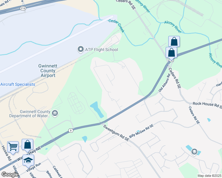 map of restaurants, bars, coffee shops, grocery stores, and more near 916 Grenier Terrace Northeast in Lawrenceville