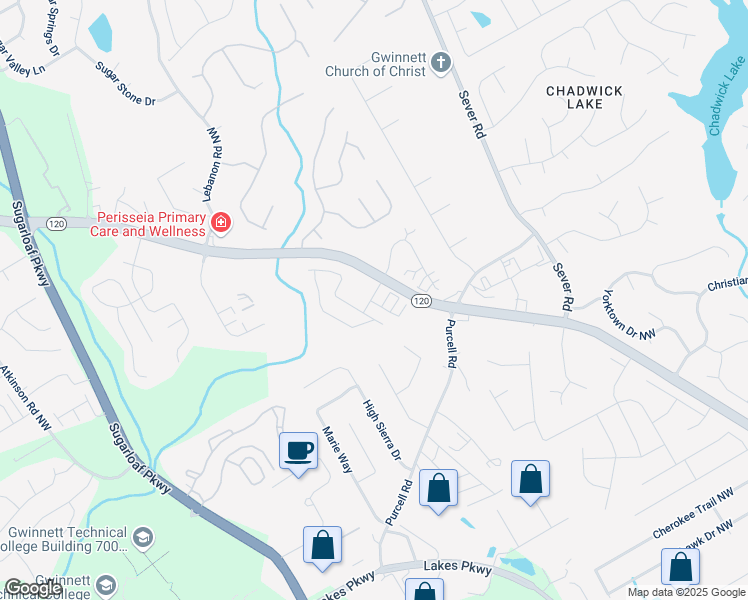 map of restaurants, bars, coffee shops, grocery stores, and more near 2230 Sweet Blossom Trail in Lawrenceville