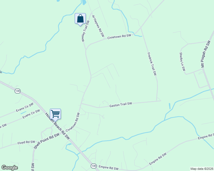 map of restaurants, bars, coffee shops, grocery stores, and more near 1993 Trace Street Southwest in Supply