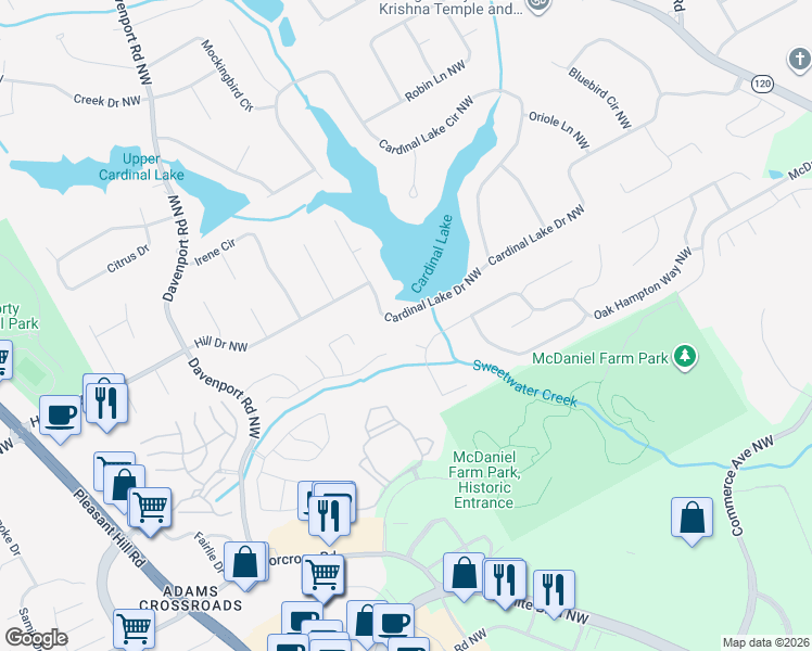 map of restaurants, bars, coffee shops, grocery stores, and more near 3222 Cardinal Lake Drive Northwest in Duluth