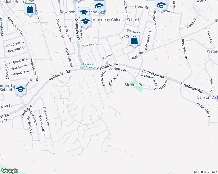 map of restaurants, bars, coffee shops, grocery stores, and more near 2417 Hillman Lane in Rowland Heights