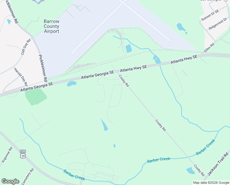 map of restaurants, bars, coffee shops, grocery stores, and more near 78 Lake Meadows Drive in Winder