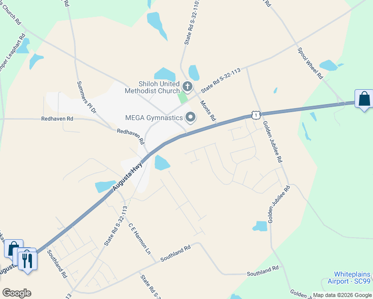 map of restaurants, bars, coffee shops, grocery stores, and more near 3620 Augusta Highway in Gilbert