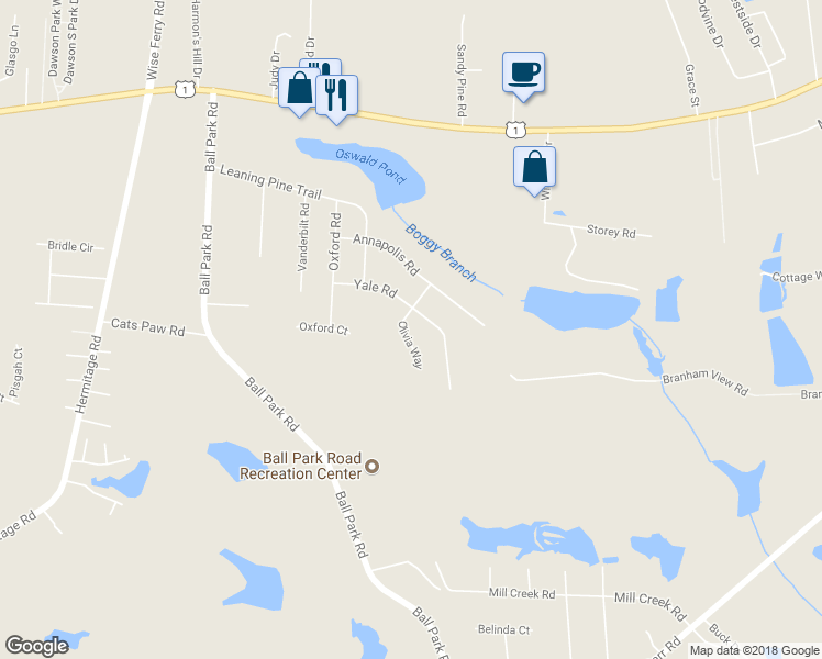 map of restaurants, bars, coffee shops, grocery stores, and more near 121 Olivia Way in Lexington