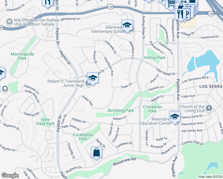 map of restaurants, bars, coffee shops, grocery stores, and more near 3684 Hillsdale Ranch Road in Chino Hills