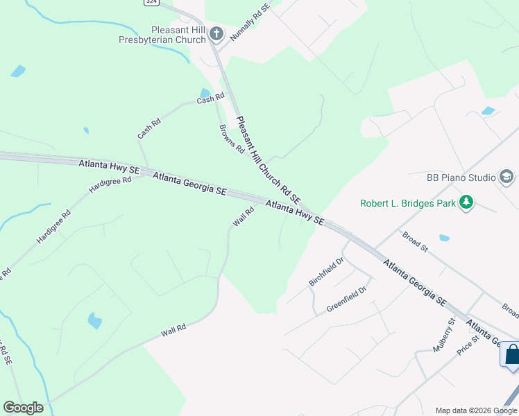 map of restaurants, bars, coffee shops, grocery stores, and more near 1667 Atlanta Highway Southeast in Statham