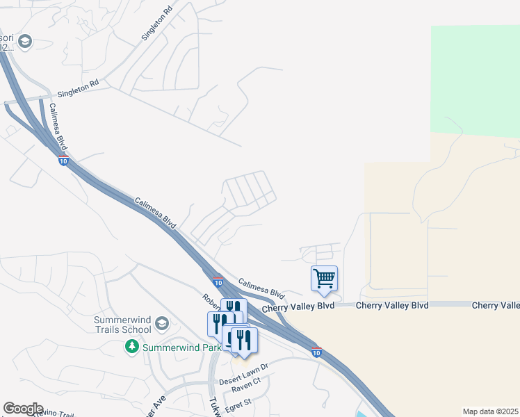 map of restaurants, bars, coffee shops, grocery stores, and more near in Calimesa