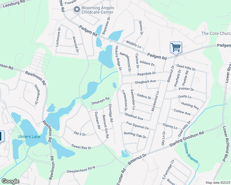 map of restaurants, bars, coffee shops, grocery stores, and more near 412 Hickory Ridge Drive in Columbia