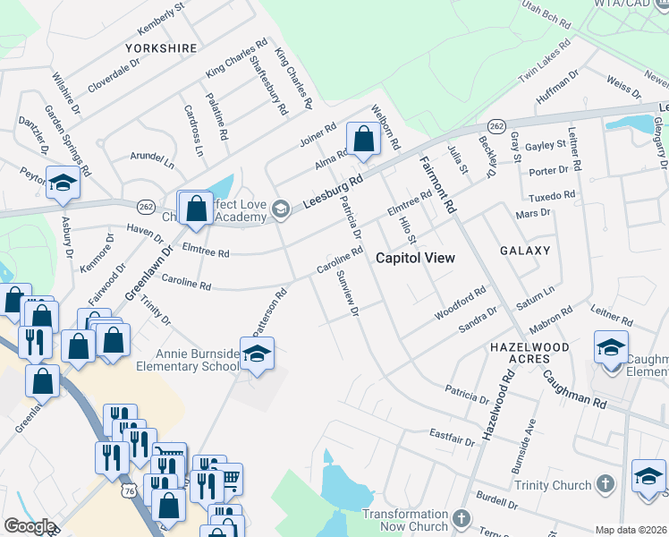 map of restaurants, bars, coffee shops, grocery stores, and more near 1540 Caroline Road in Columbia