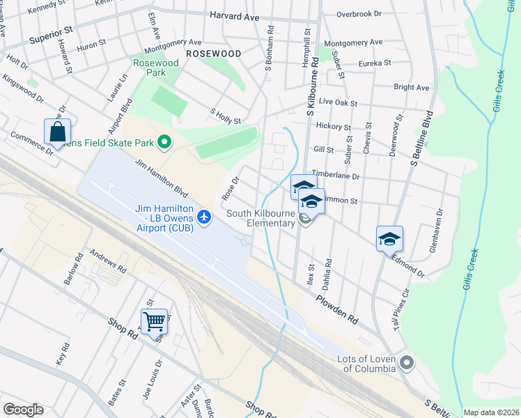 map of restaurants, bars, coffee shops, grocery stores, and more near 3609 Nephi Street in Columbia