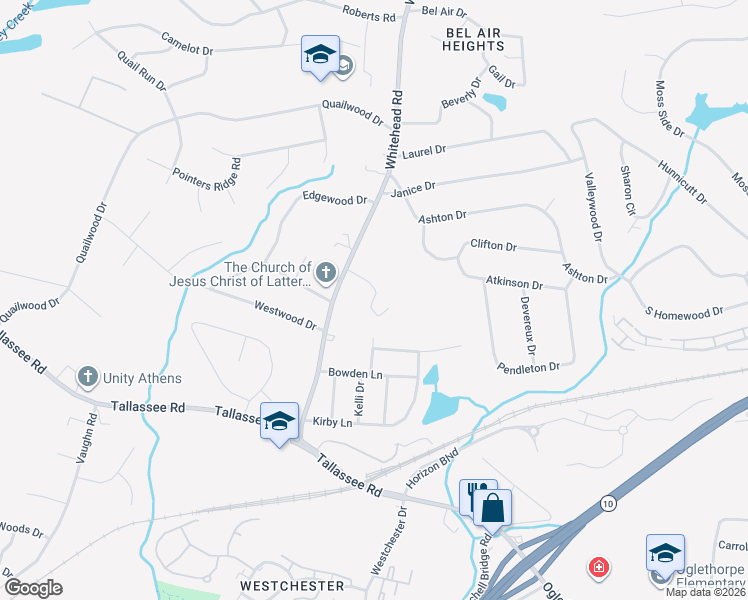 map of restaurants, bars, coffee shops, grocery stores, and more near 705 Whitehead Road in Athens