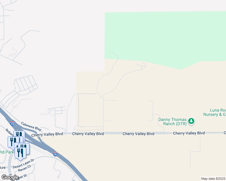map of restaurants, bars, coffee shops, grocery stores, and more near Roberts Street in Riverside County