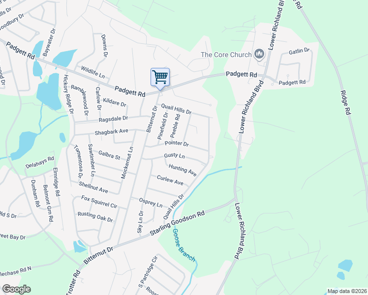 map of restaurants, bars, coffee shops, grocery stores, and more near 221 Gusty Lane in Hopkins