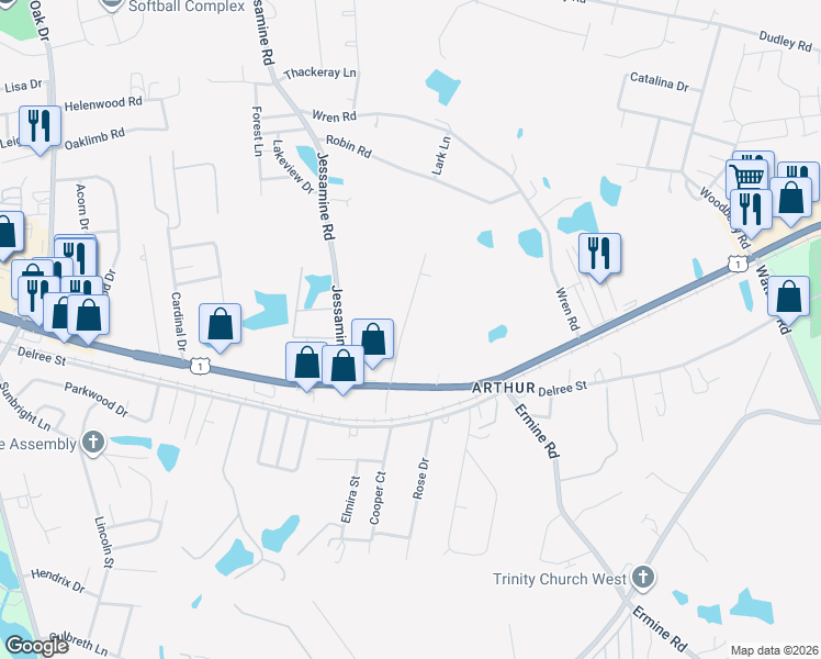 map of restaurants, bars, coffee shops, grocery stores, and more near 27 Carroll Court in West Columbia