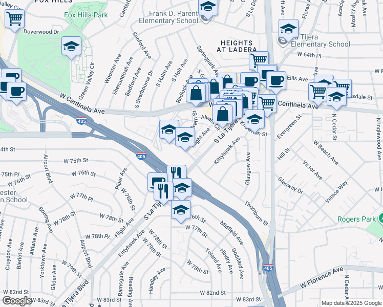 map of restaurants, bars, coffee shops, grocery stores, and more near 5537 Thornburn Street in Los Angeles