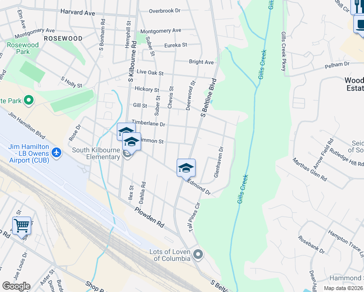 map of restaurants, bars, coffee shops, grocery stores, and more near 1312 Deerwood Street in Columbia