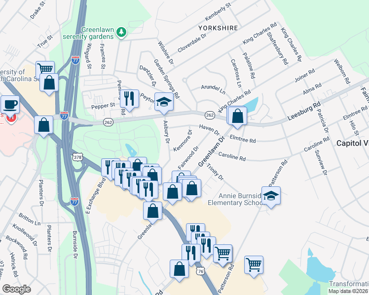 map of restaurants, bars, coffee shops, grocery stores, and more near 918 Kenmore Drive in Columbia