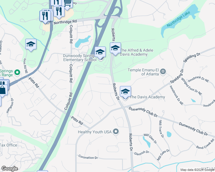 map of restaurants, bars, coffee shops, grocery stores, and more near 330 Eastcote Drive in Atlanta