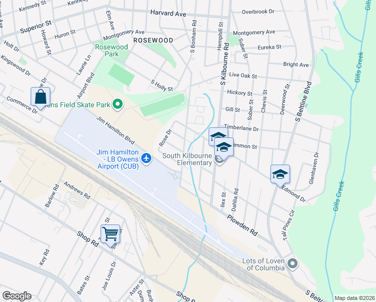 map of restaurants, bars, coffee shops, grocery stores, and more near 3609 Nephi Street in Columbia