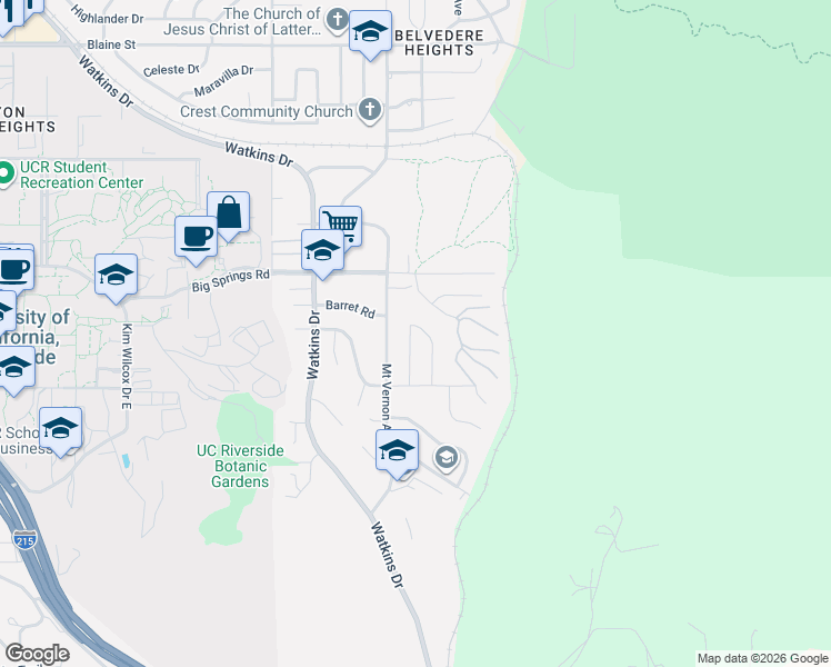 map of restaurants, bars, coffee shops, grocery stores, and more near 4005 Haverford Avenue in Riverside