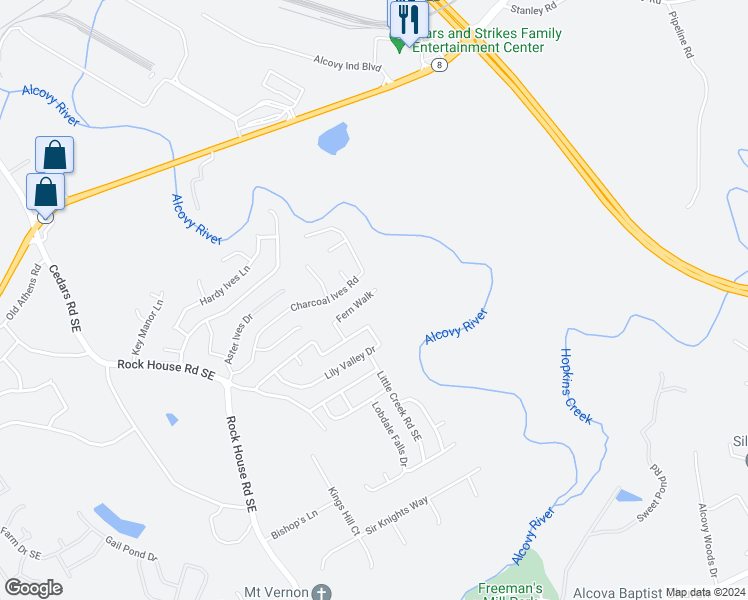 map of restaurants, bars, coffee shops, grocery stores, and more near 62 Fern Walk in Lawrenceville