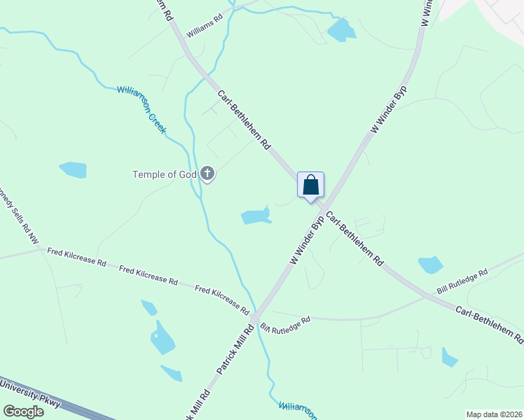 map of restaurants, bars, coffee shops, grocery stores, and more near 351 Patrick Mill Road Southwest in Winder