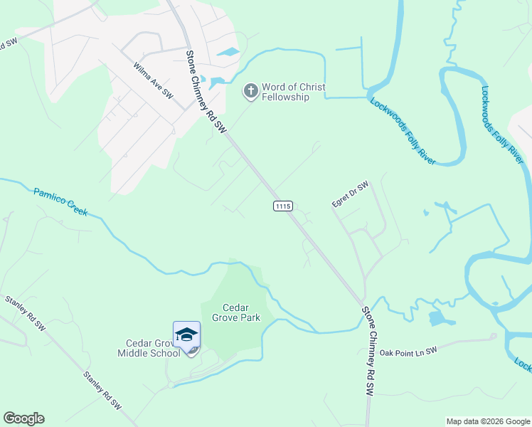 map of restaurants, bars, coffee shops, grocery stores, and more near 1433 Stone Chimney Road Southwest in Brunswick