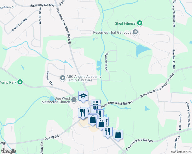 map of restaurants, bars, coffee shops, grocery stores, and more near 3916 Butterfield Drive Northwest in Kennesaw