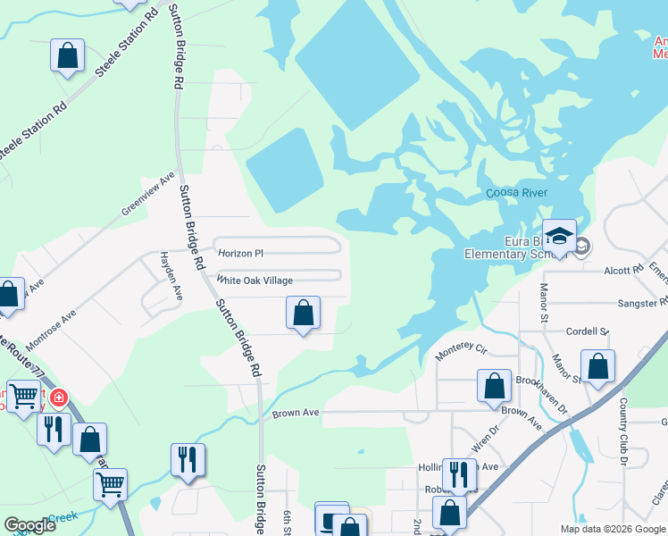 map of restaurants, bars, coffee shops, grocery stores, and more near 49 Country Lane in Rainbow City