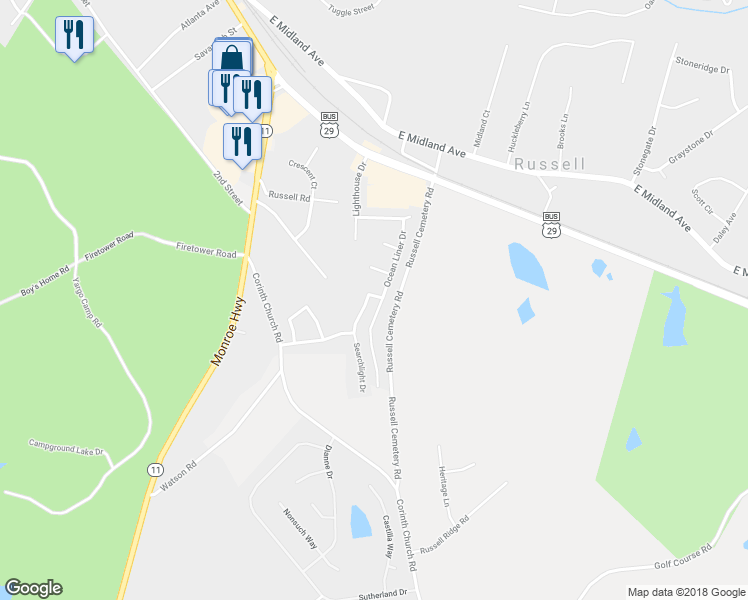map of restaurants, bars, coffee shops, grocery stores, and more near 229 Oceanliner Drive in Winder