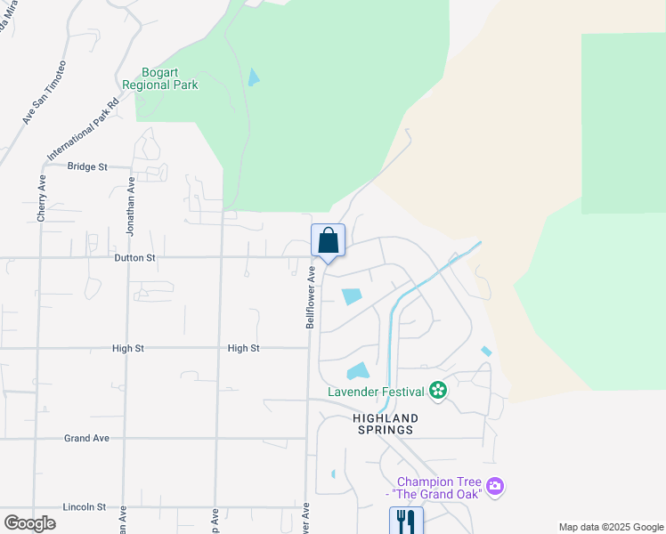 map of restaurants, bars, coffee shops, grocery stores, and more near 10080 Frontier Trail in Cherry Valley