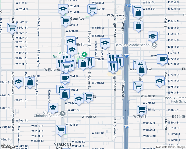 map of restaurants, bars, coffee shops, grocery stores, and more near in Los Angeles