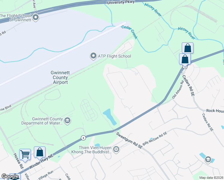 map of restaurants, bars, coffee shops, grocery stores, and more near 316 Grenier Terrace Northeast in Lawrenceville