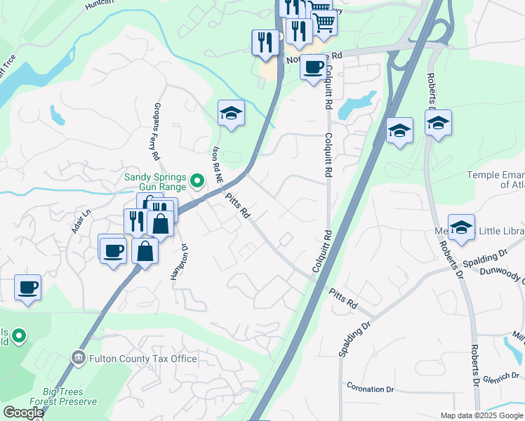 map of restaurants, bars, coffee shops, grocery stores, and more near 325 Amador Circle Northeast in Atlanta