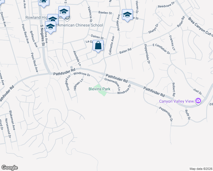 map of restaurants, bars, coffee shops, grocery stores, and more near 19445 Windrose Drive in Rowland Heights