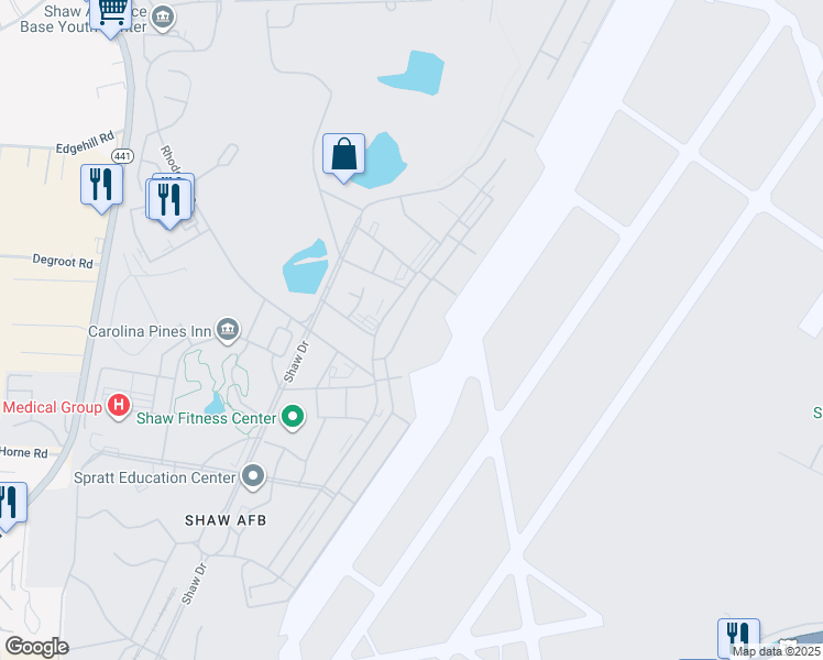 map of restaurants, bars, coffee shops, grocery stores, and more near in Shaw Air Force Base