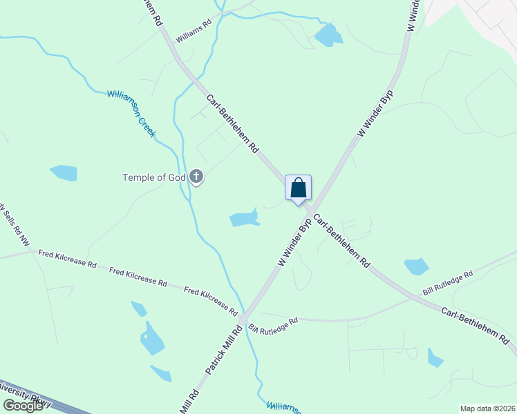 map of restaurants, bars, coffee shops, grocery stores, and more near 351 Patrick Mill Road Southwest in Winder