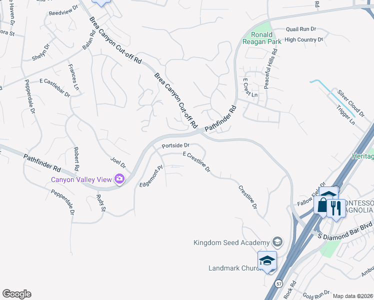 map of restaurants, bars, coffee shops, grocery stores, and more near 20353 East Crestline Drive in Walnut