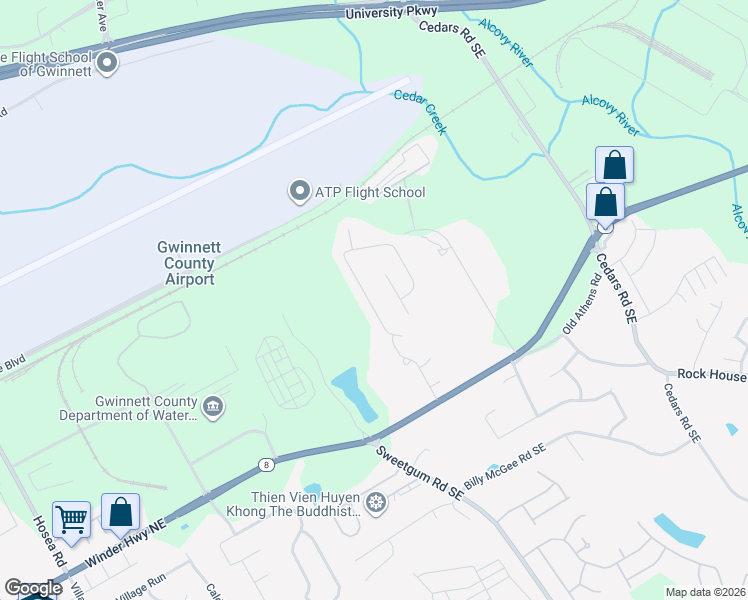 map of restaurants, bars, coffee shops, grocery stores, and more near 347 Grenier Terrace Northeast in Lawrenceville