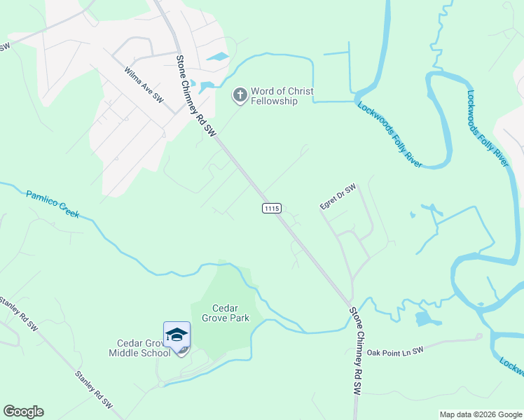 map of restaurants, bars, coffee shops, grocery stores, and more near 1433 Stone Chimney Road Southwest in Brunswick County