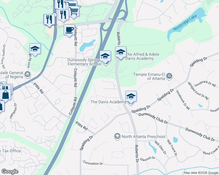map of restaurants, bars, coffee shops, grocery stores, and more near 330 Eastcote Drive in Atlanta