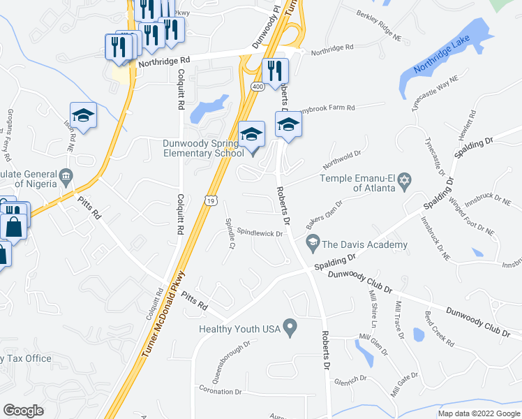 map of restaurants, bars, coffee shops, grocery stores, and more near 330 Eastcote Drive in Atlanta