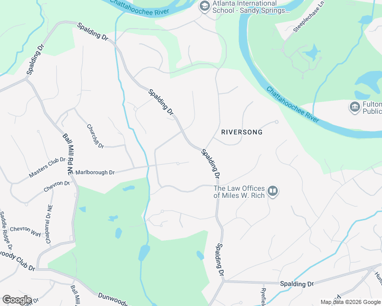 map of restaurants, bars, coffee shops, grocery stores, and more near 2877 Spalding Dr in Atlanta