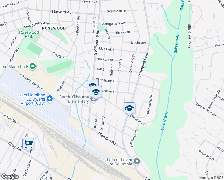 map of restaurants, bars, coffee shops, grocery stores, and more near 1311 Chevis Street in Columbia