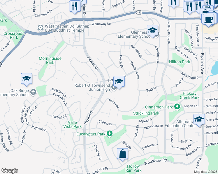 map of restaurants, bars, coffee shops, grocery stores, and more near 15336 Ilex Drive in Chino Hills