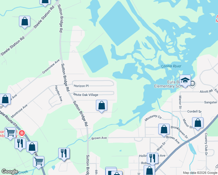 map of restaurants, bars, coffee shops, grocery stores, and more near 49 Country Lane in Rainbow City
